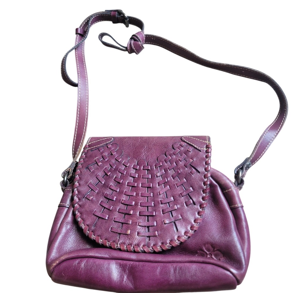 Patricia Nash Women Crossbody Bag Small Purple Leather Woven Boho Casual